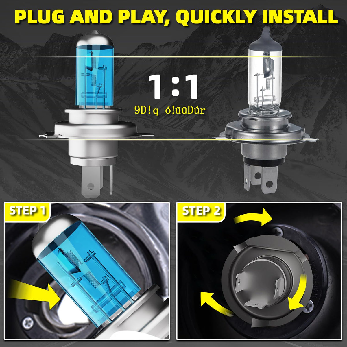 9003 High Low Beam Halogen Headlight Bulbs 2PCS A60765