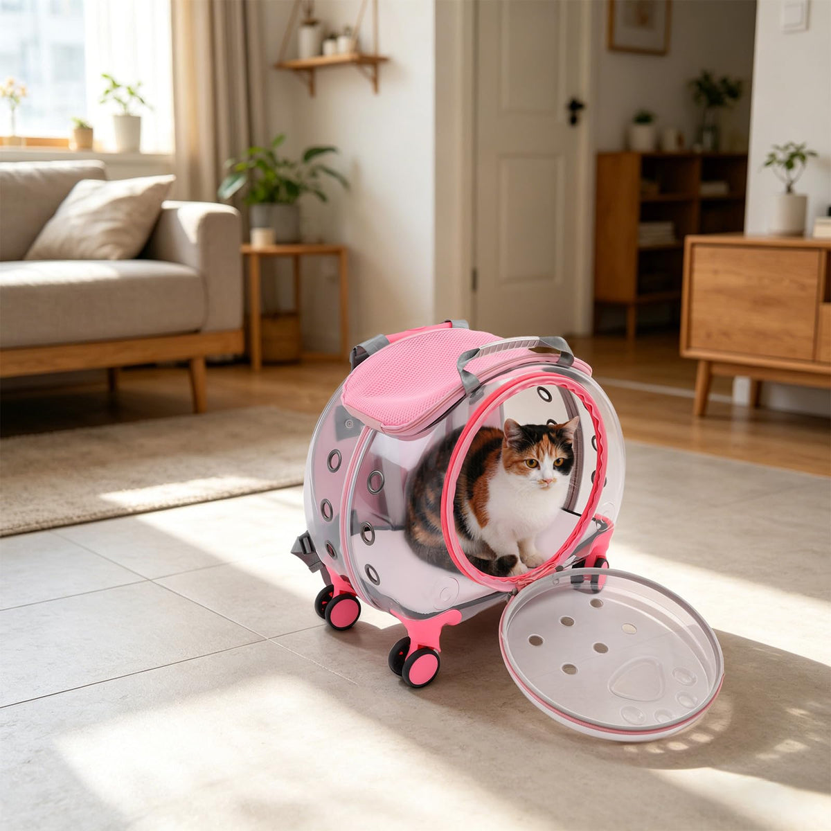 Pink Pet Trolley Case with Shock-Absorbing Wheels Z95403
