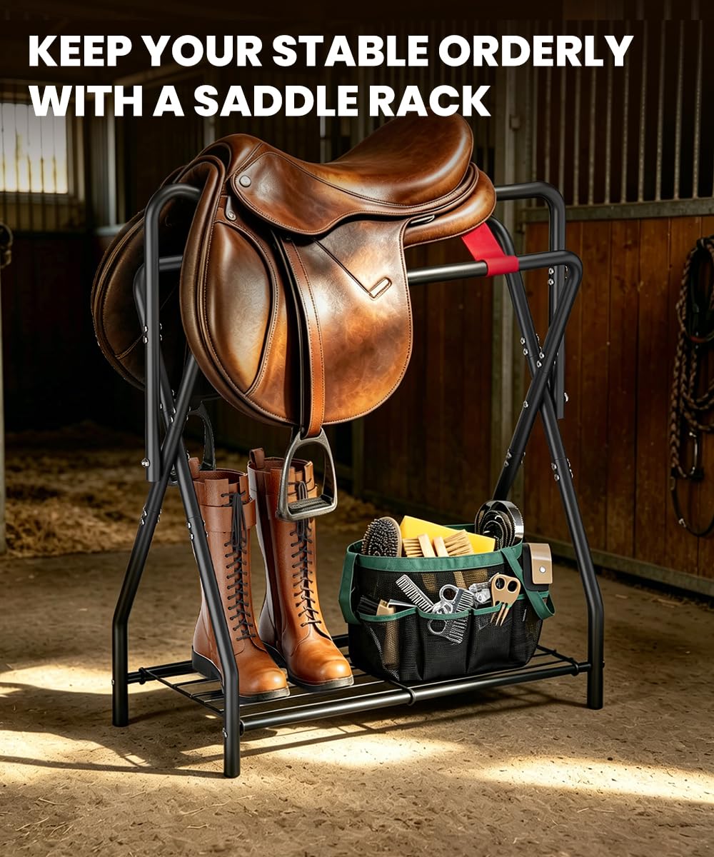 Portable Folding Saddle Rack with Storage D440673