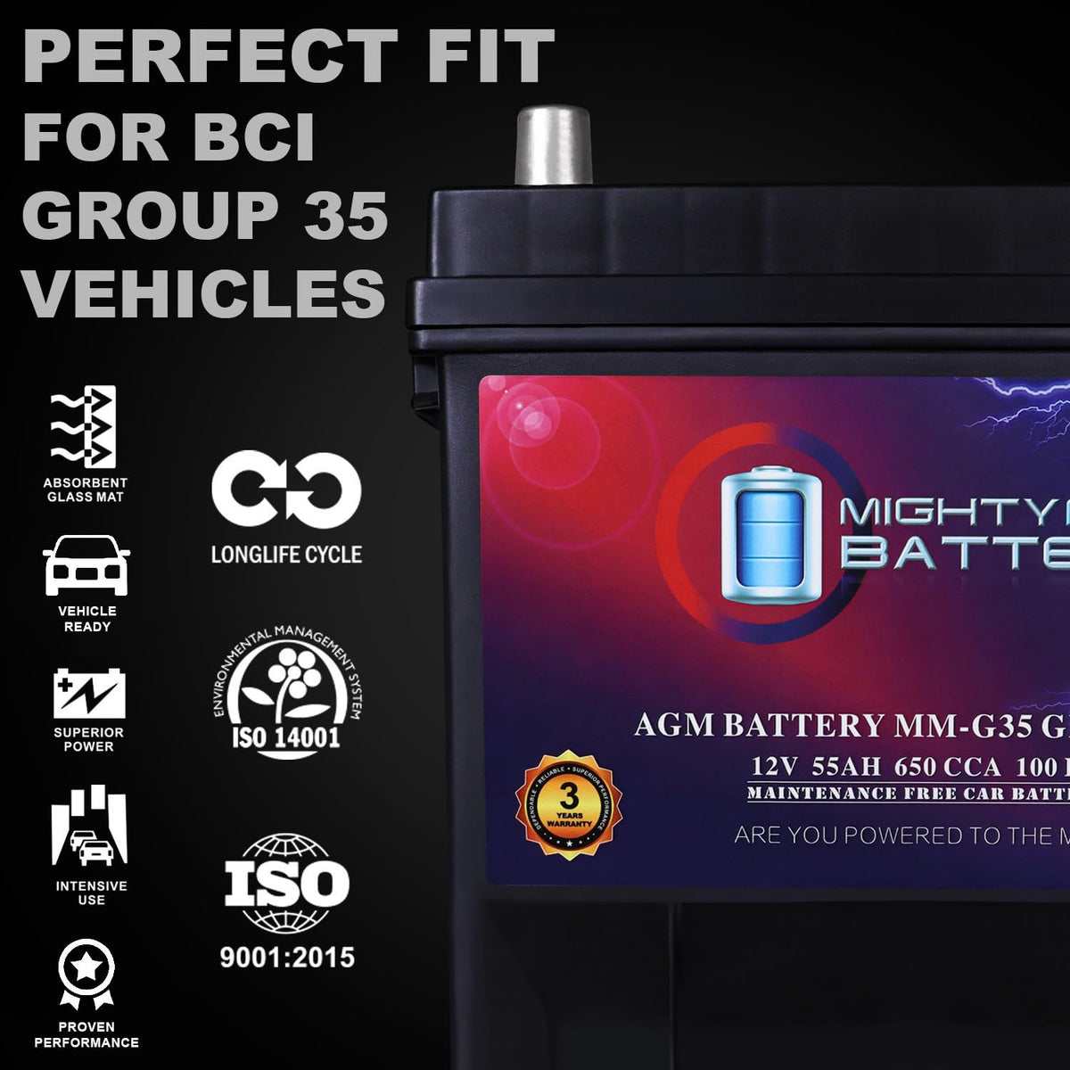 12V 55Ah AGM Replacement Battery G7746