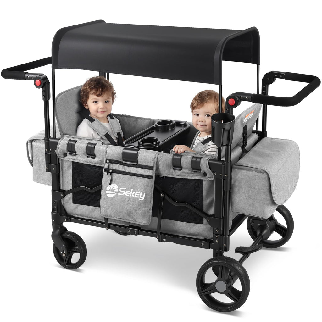 4-in-1 Wagon Stroller with Convertible Seats and Canopy F53744