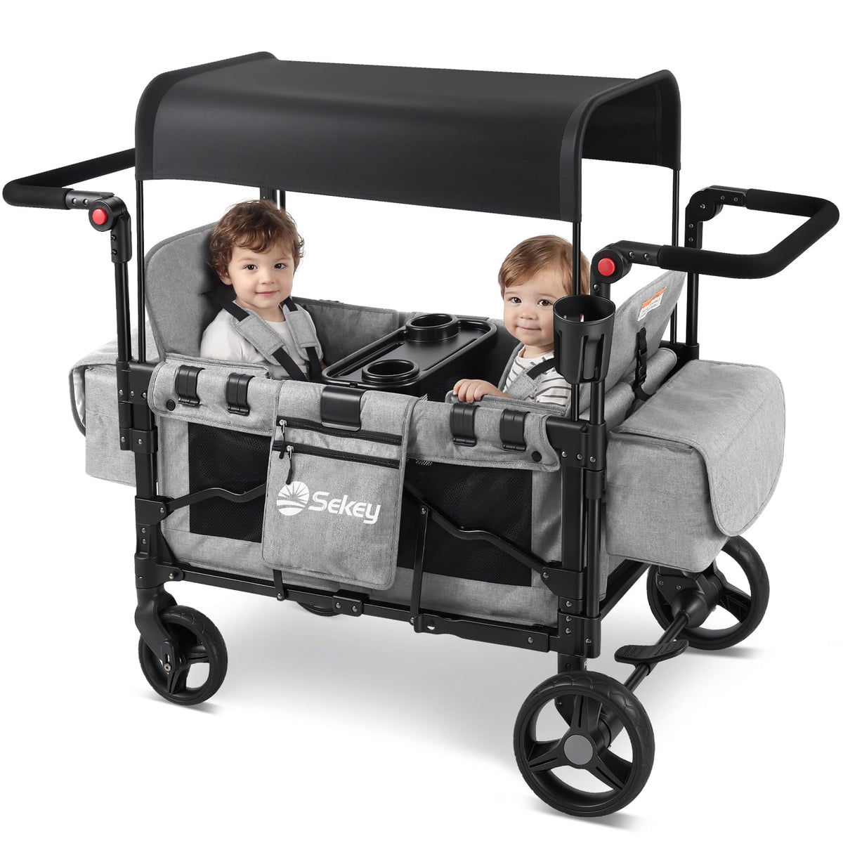 4-in-1 Wagon Stroller with Convertible Seats and Canopy F53744
