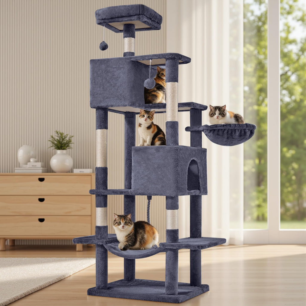 66 Inch Cat Tree Tower with Scratching Posts T5444
