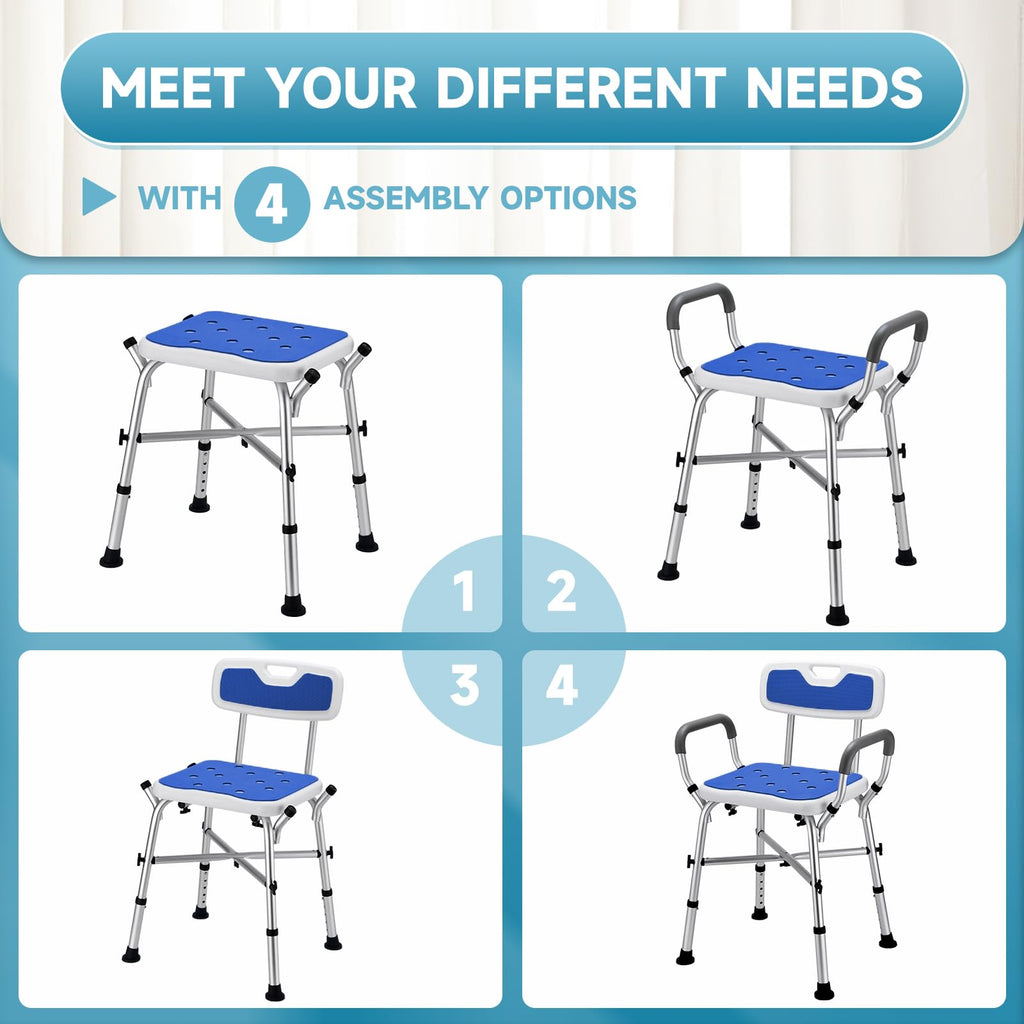 Adjustable Shower Chair with Arms and Back B365