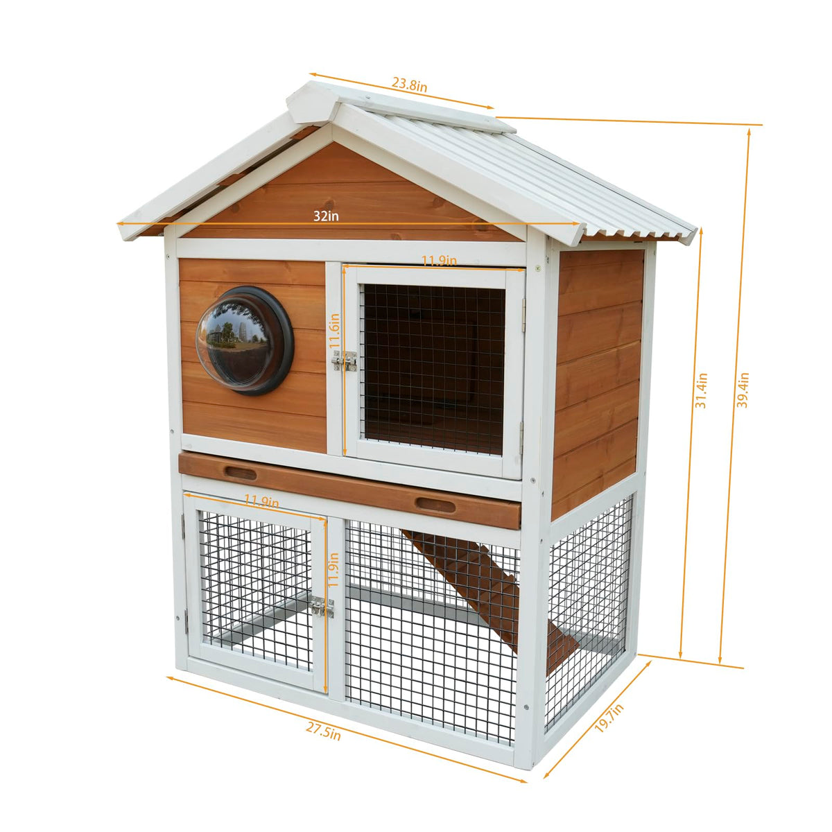 2-Tier Wooden Rabbit Hutch with Viewing Window H783