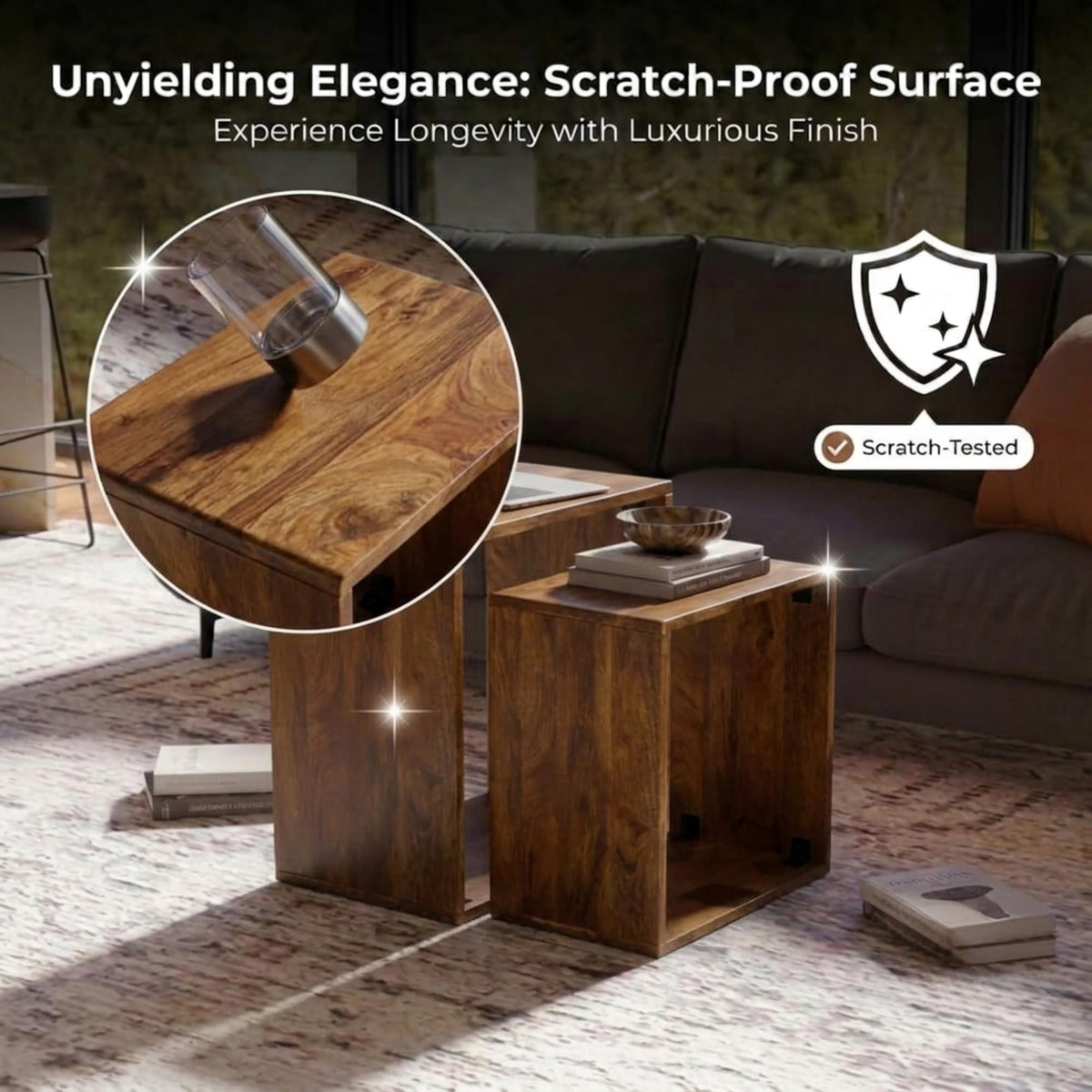 Sheesham Wood Nesting Tables Set of 2 J771