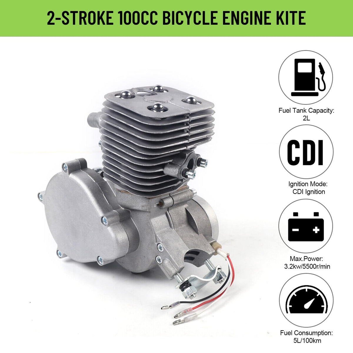 2 Stroke 100cc Bicycle Engine Kit with 44 Tooth Sprocket M7304