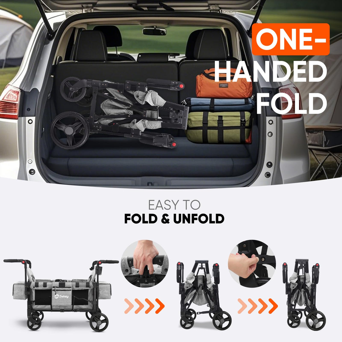 4-in-1 Wagon Stroller with Convertible Seats and Canopy F53744