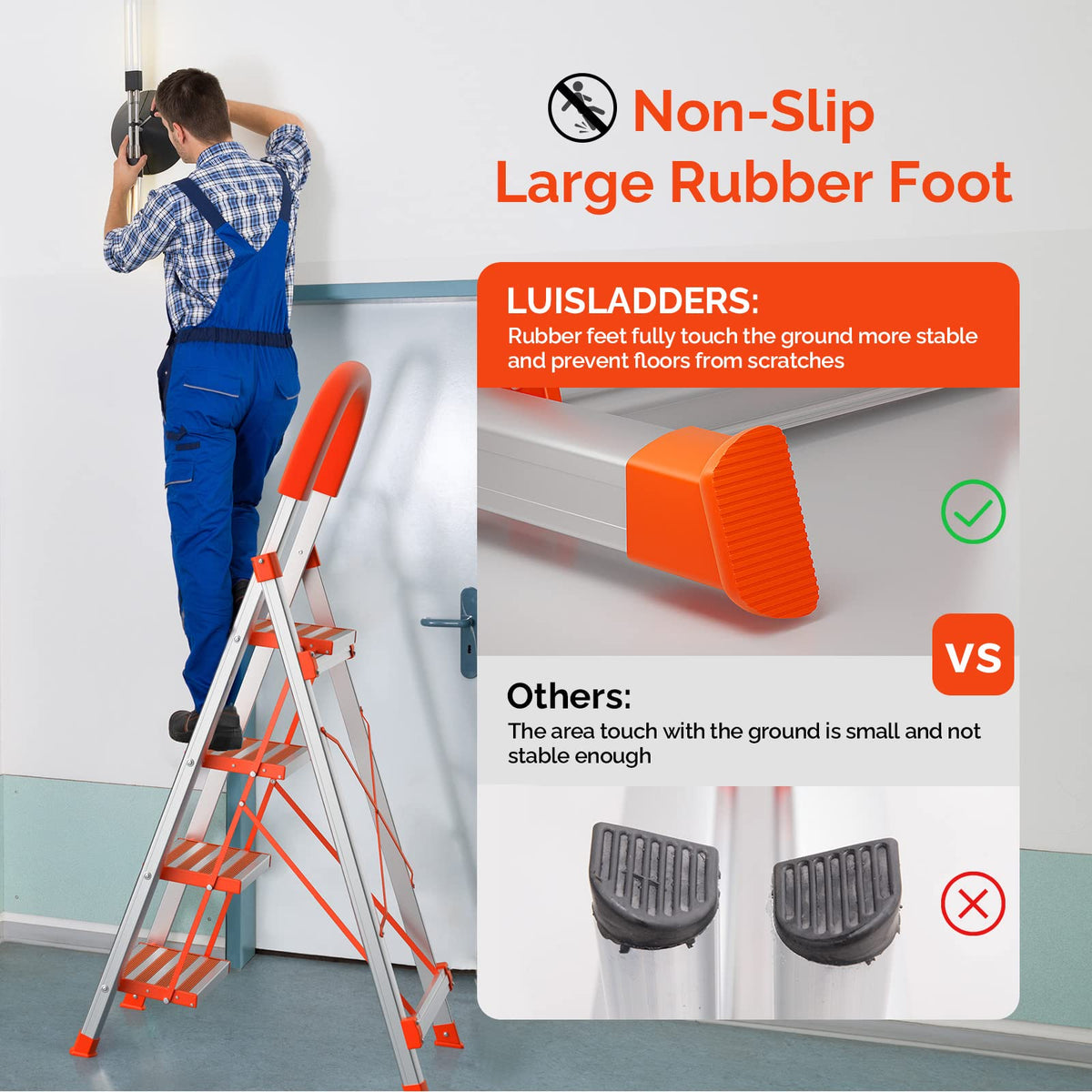 4 Step Aluminum Lightweight Folding Step Stool 350lbs Z16672