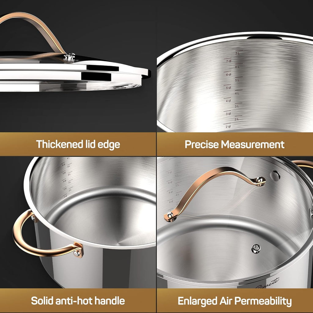 8 Quart 3 Ply Stainless Steel Stock Pot with Lid M554