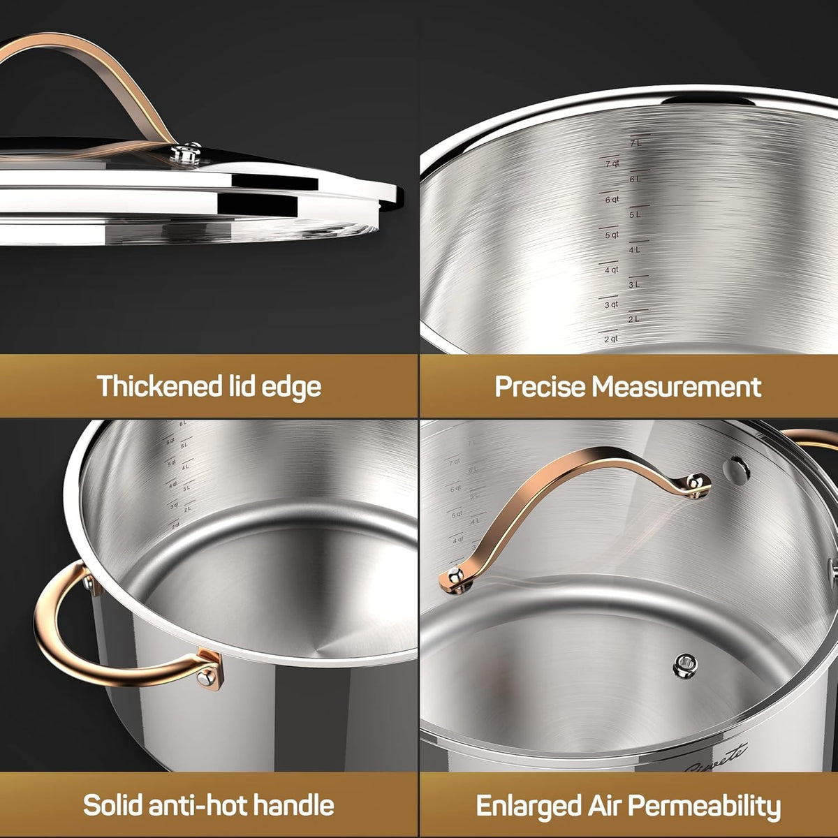 8 Quart 3 Ply Stainless Steel Stock Pot with Lid M554