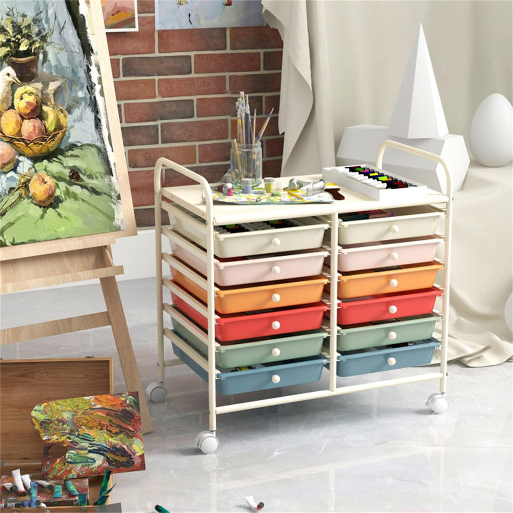 12 Drawer Rolling Storage Cart with Wheels W16273