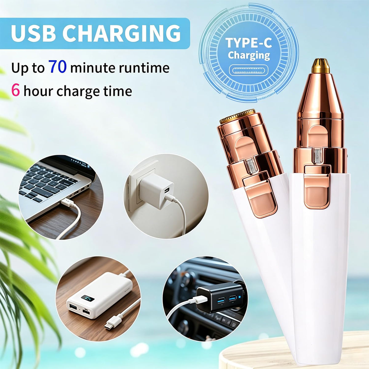 2 in 1 Electric Facial Hair Removal with LED Light O604