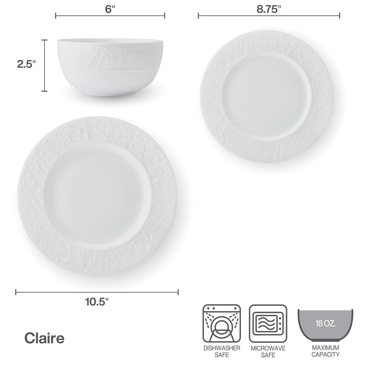 White 12 Piece Bone China Dinnerware Set G46814