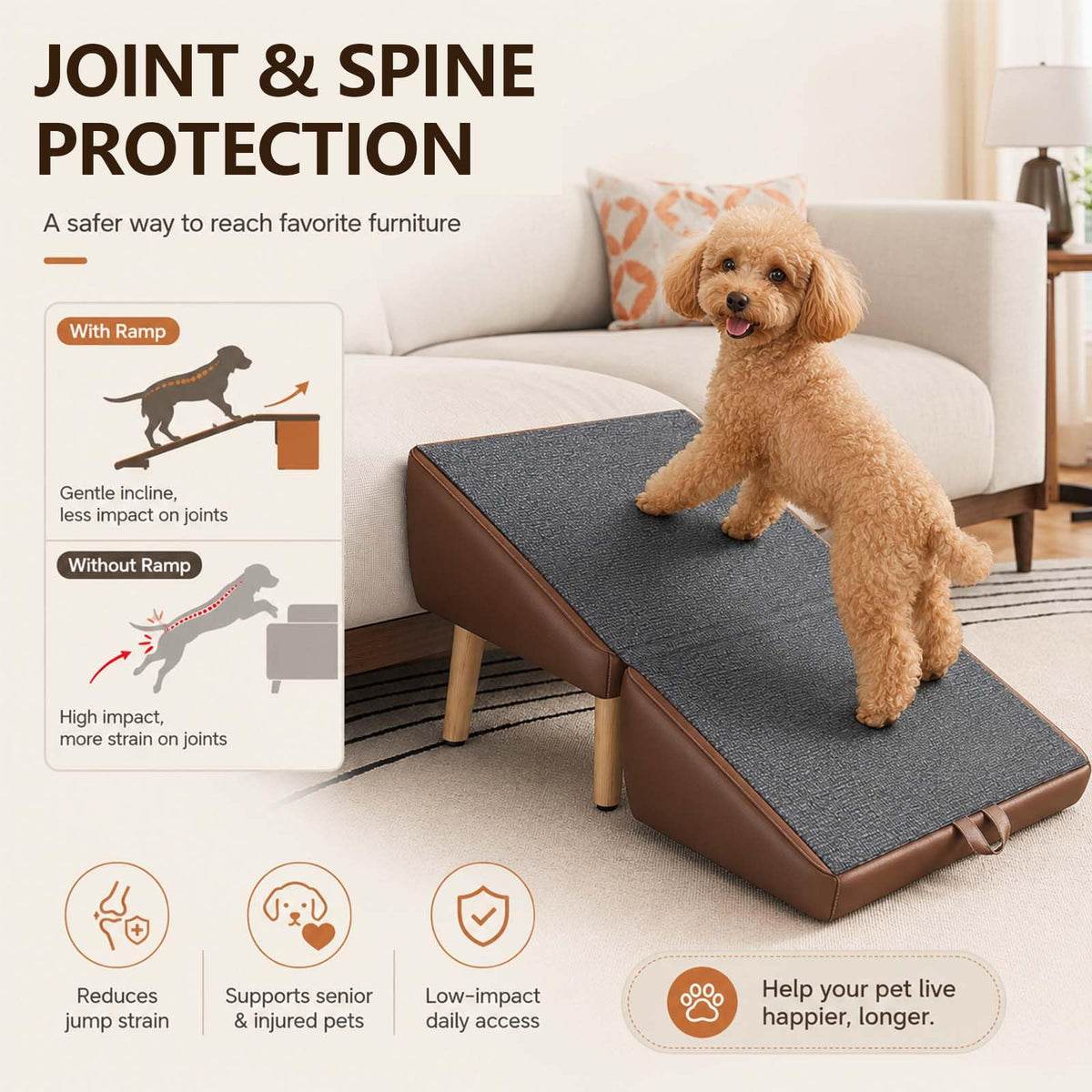 16" H Foldable Wooden Pet Stairs E3811