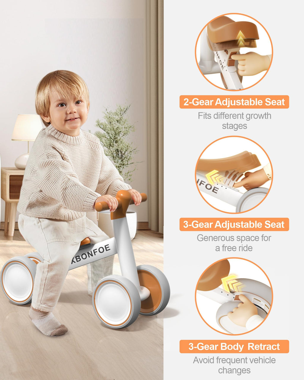 10-24 Month No Pedal Balance Bike with 4 Wheels C33098
