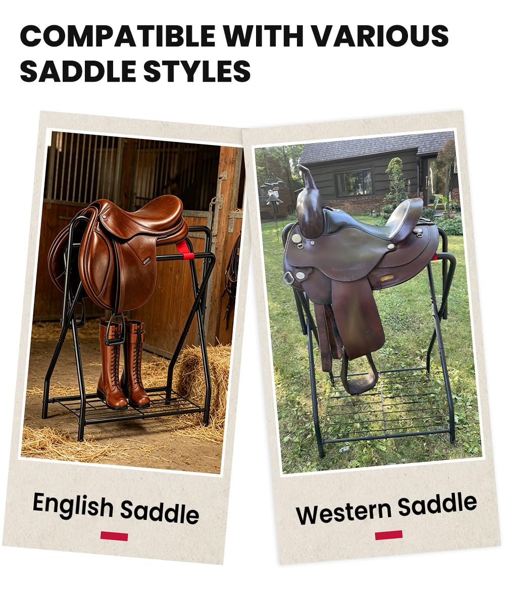 Portable Folding Saddle Rack with Storage D440673