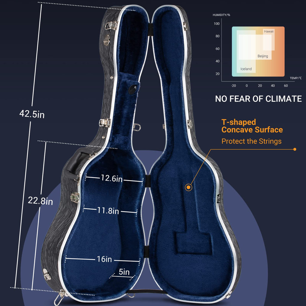 41 Inch ABS Hard Acoustic Guitar Case Black D60017