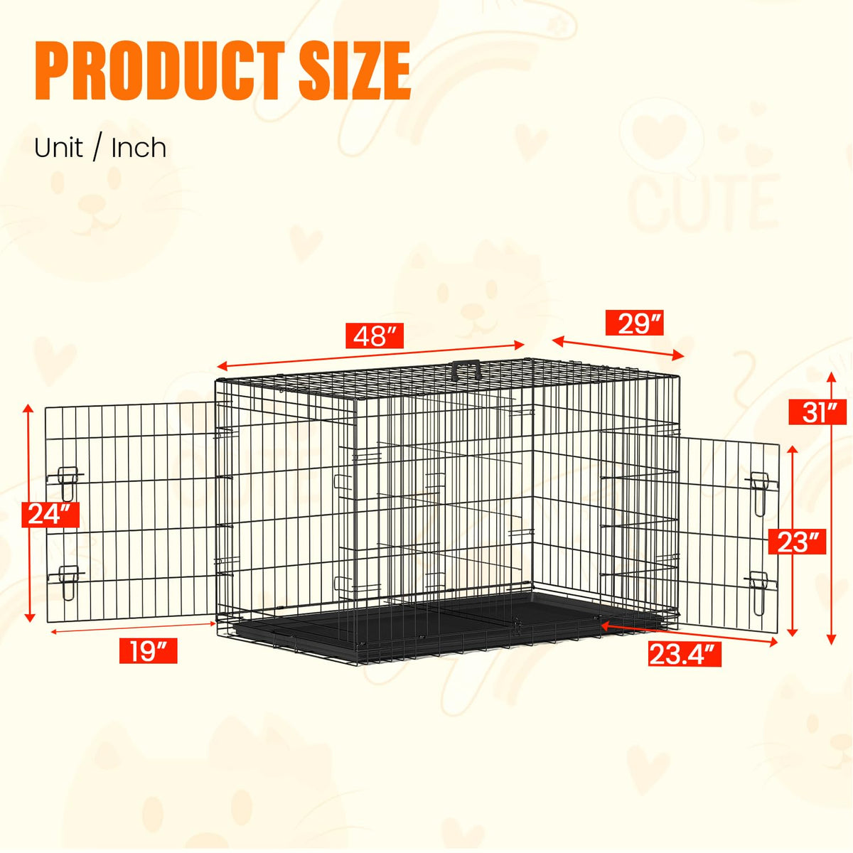 48 Inch Folding Metal Dog Crate G10585