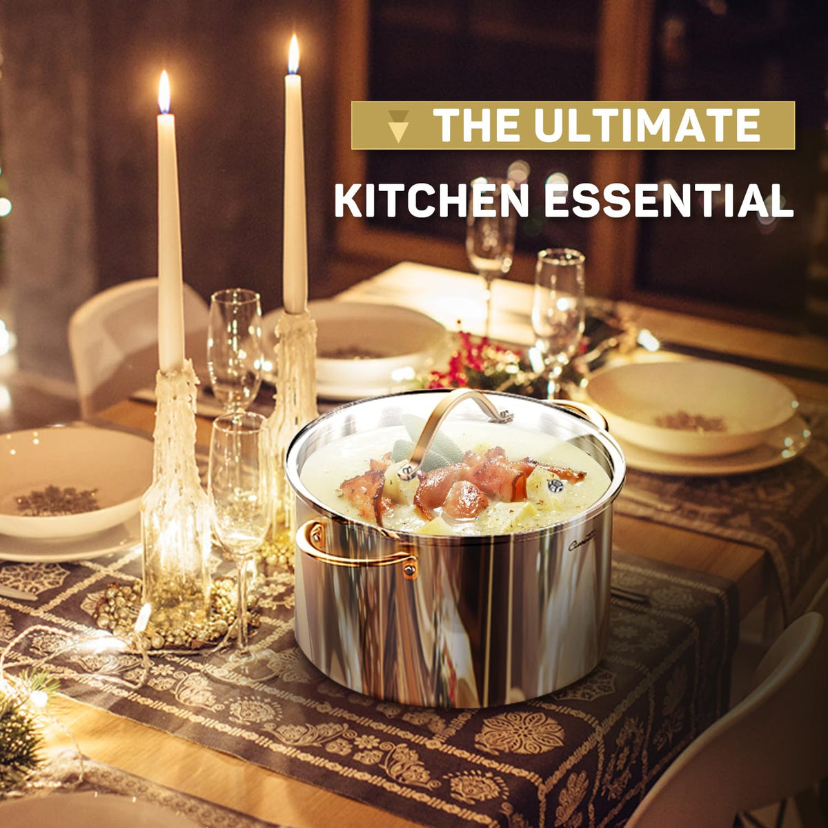 8 Quart 3 Ply Stainless Steel Stock Pot with Lid M554