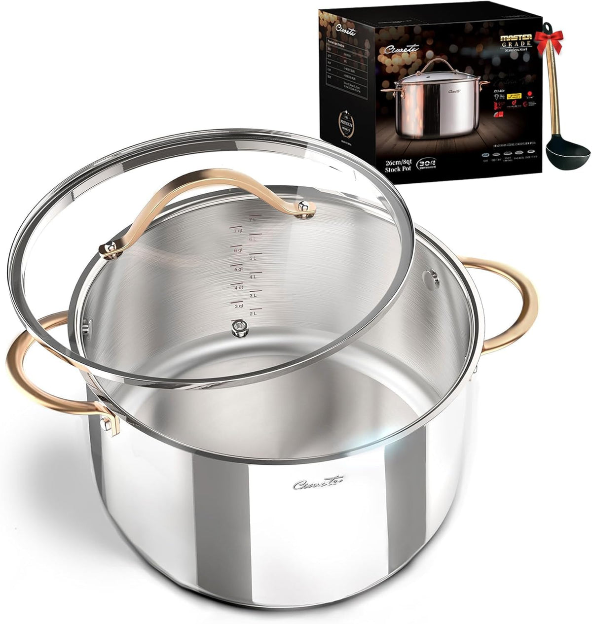 8 Quart 3 Ply Stainless Steel Stock Pot with Lid M554
