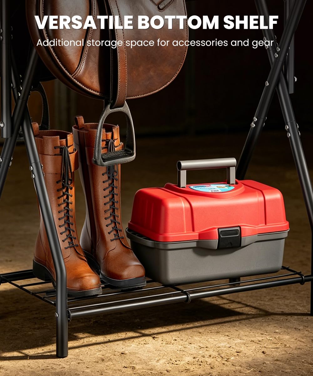 Portable Folding Saddle Rack with Storage D440673