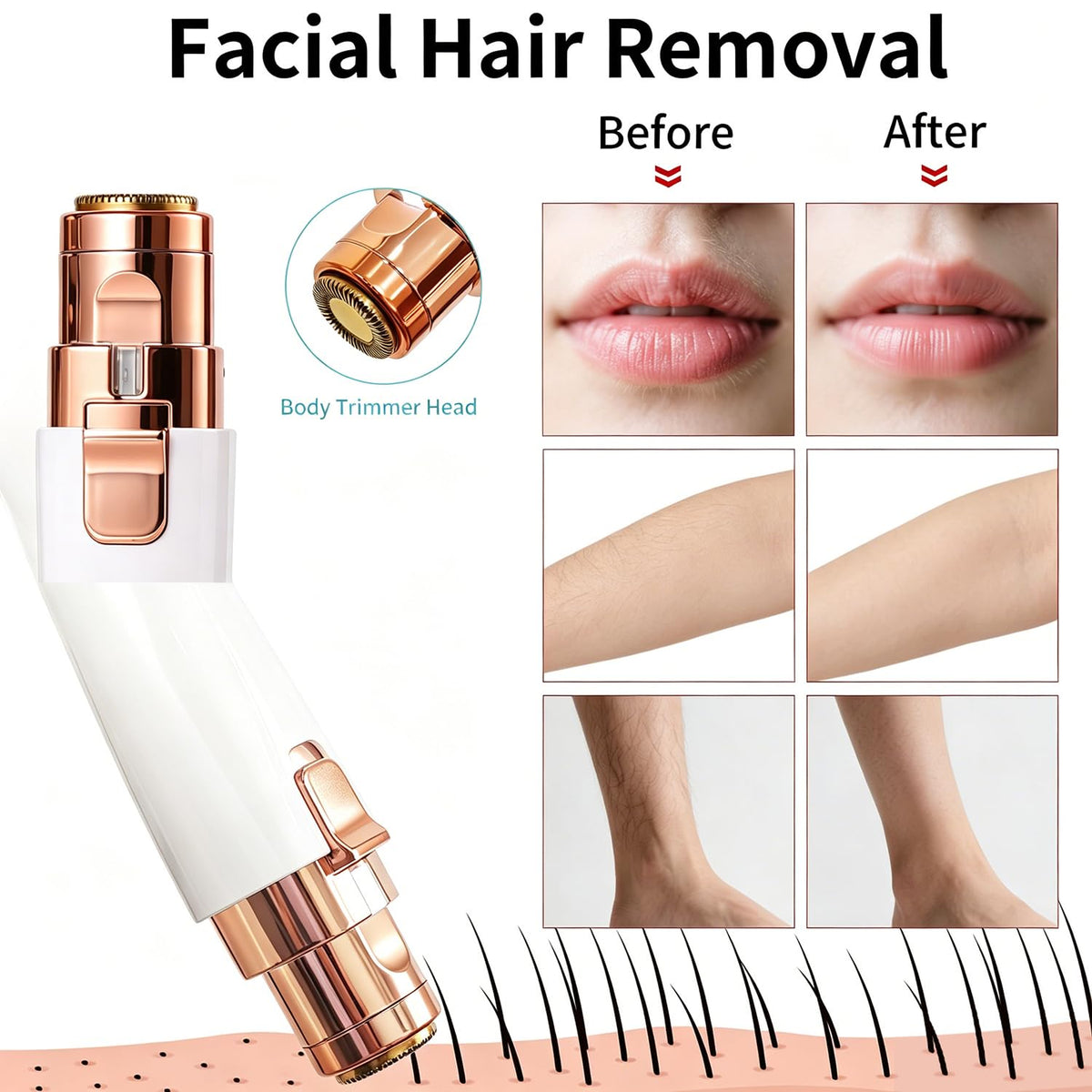 2 in 1 Electric Facial Hair Removal with LED Light O604