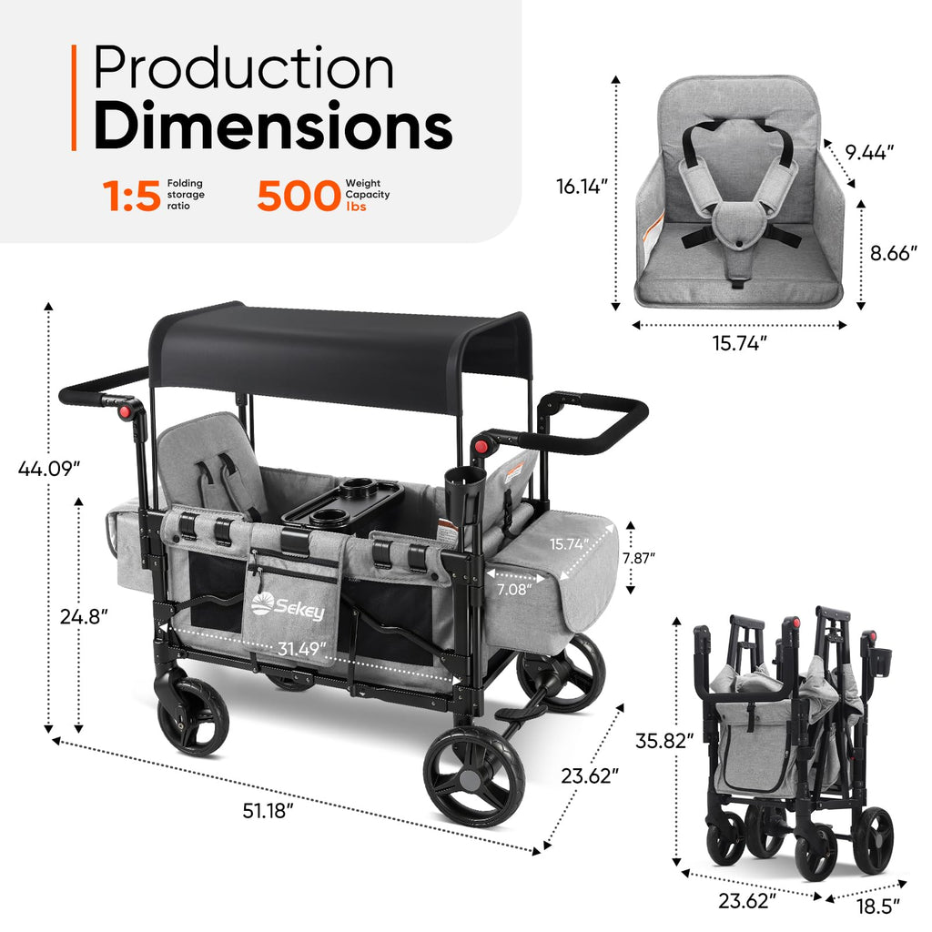 4-in-1 Wagon Stroller with Convertible Seats and Canopy F53744
