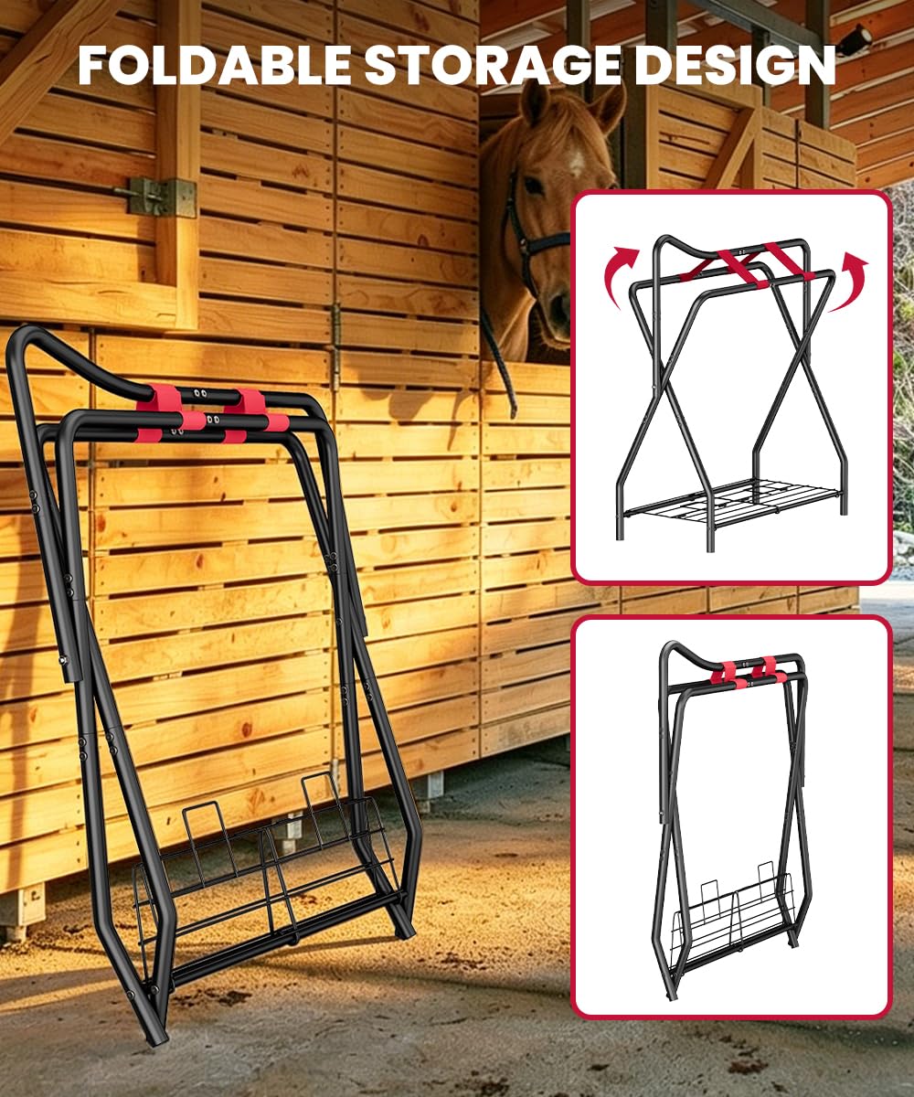 Portable Folding Saddle Rack with Storage D440673