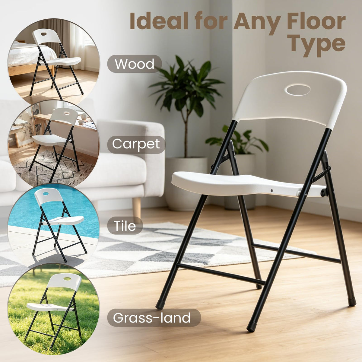 White 6 Pack Heavy Duty Folding Chairs M774