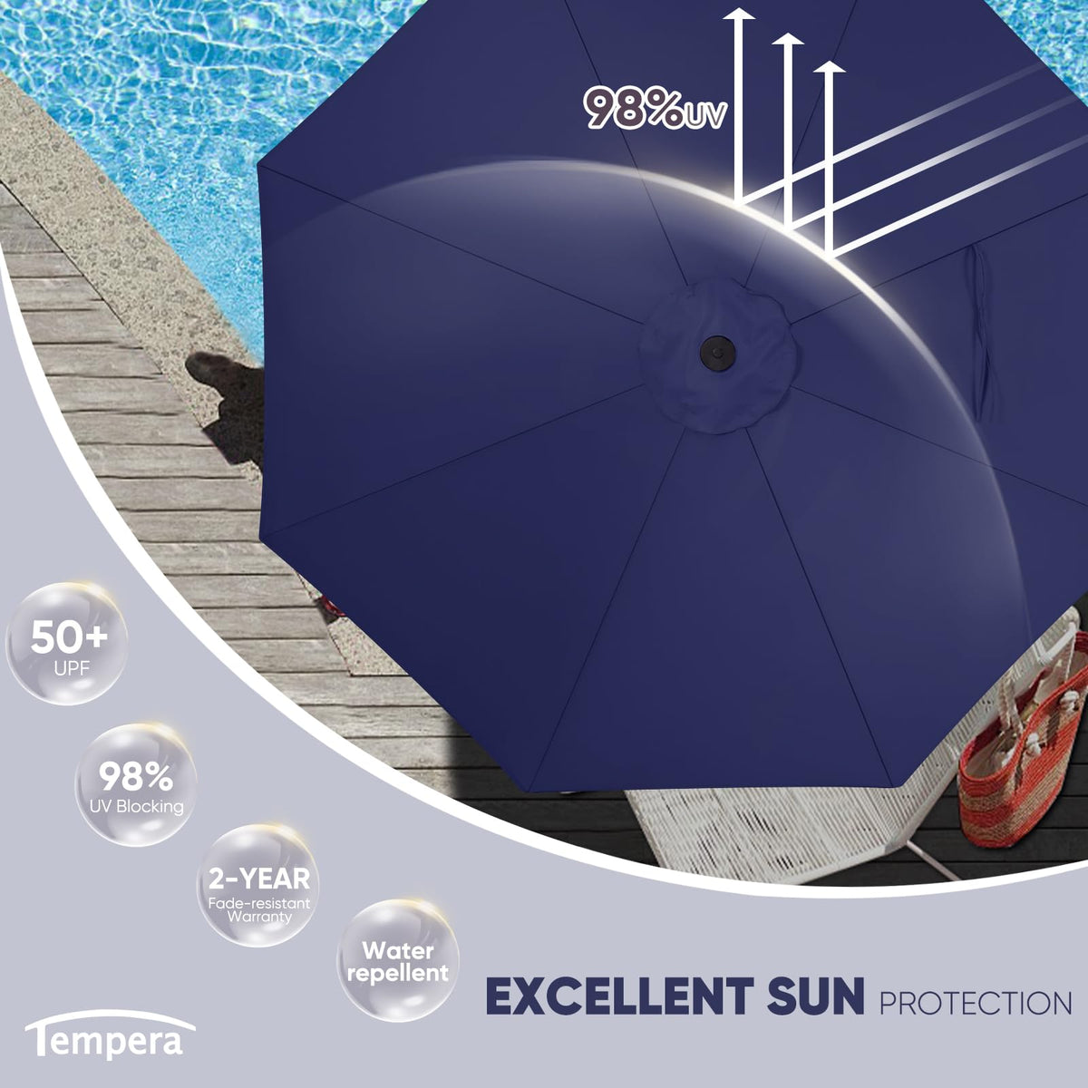 Patio Market Outdoor Table Umbrella with Auto Tilt and Crank E90541
