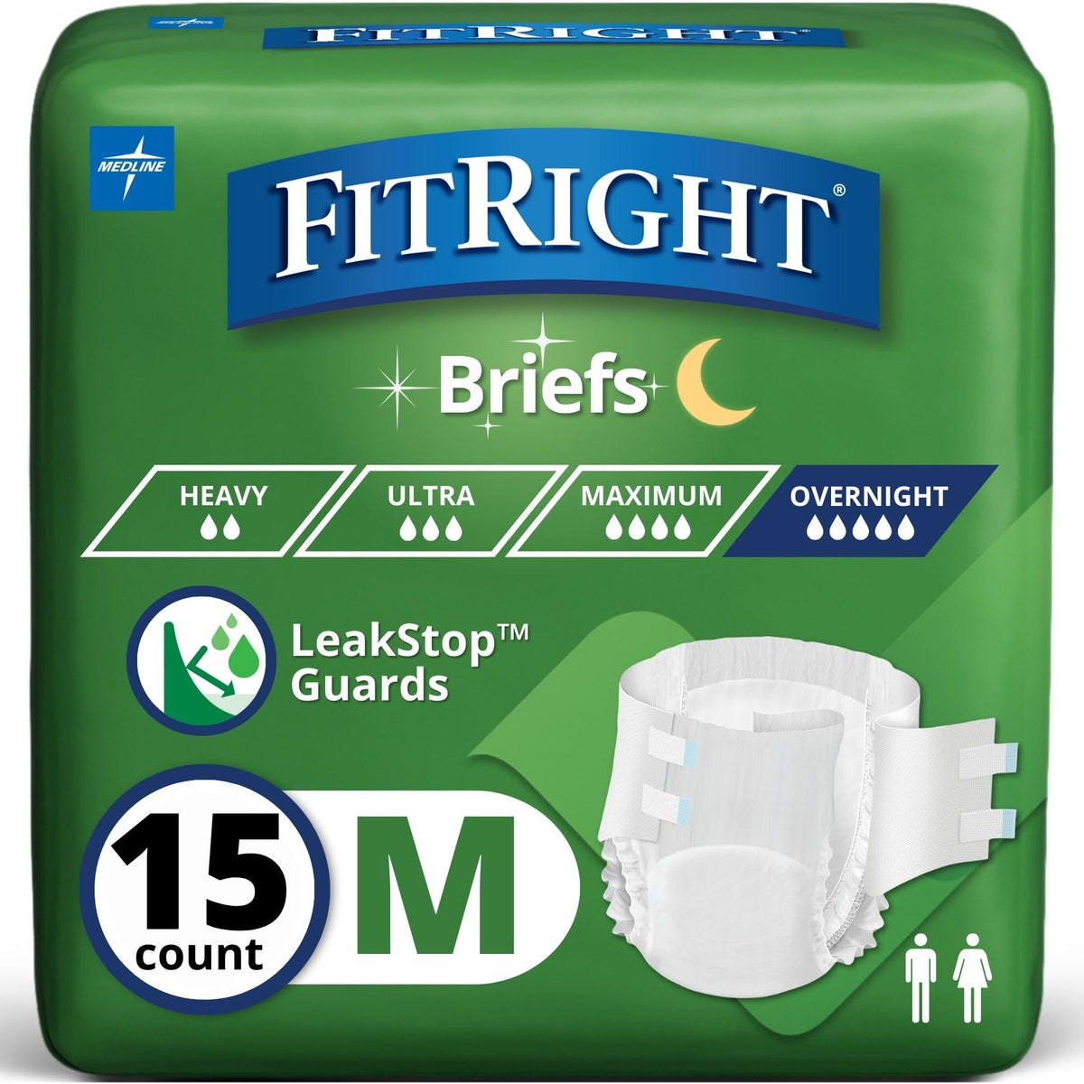 Adult Incontinence Briefs with Tabs, Medium, 15 Count L4788