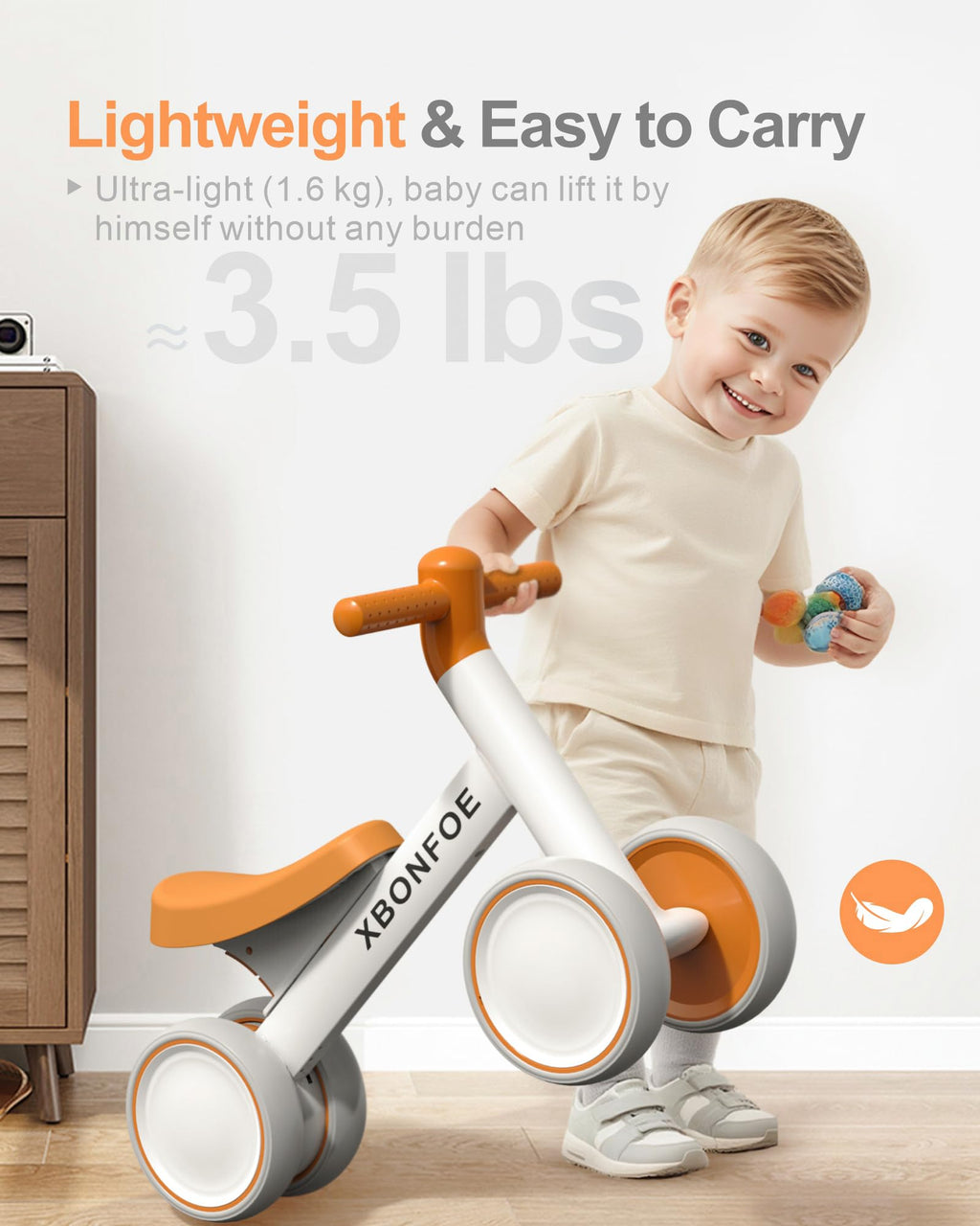 10-24 Month No Pedal Balance Bike with 4 Wheels C33098