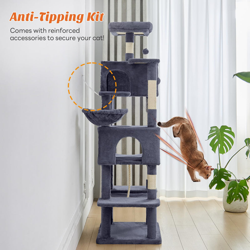 66 Inch Cat Tree Tower with Scratching Posts T5444