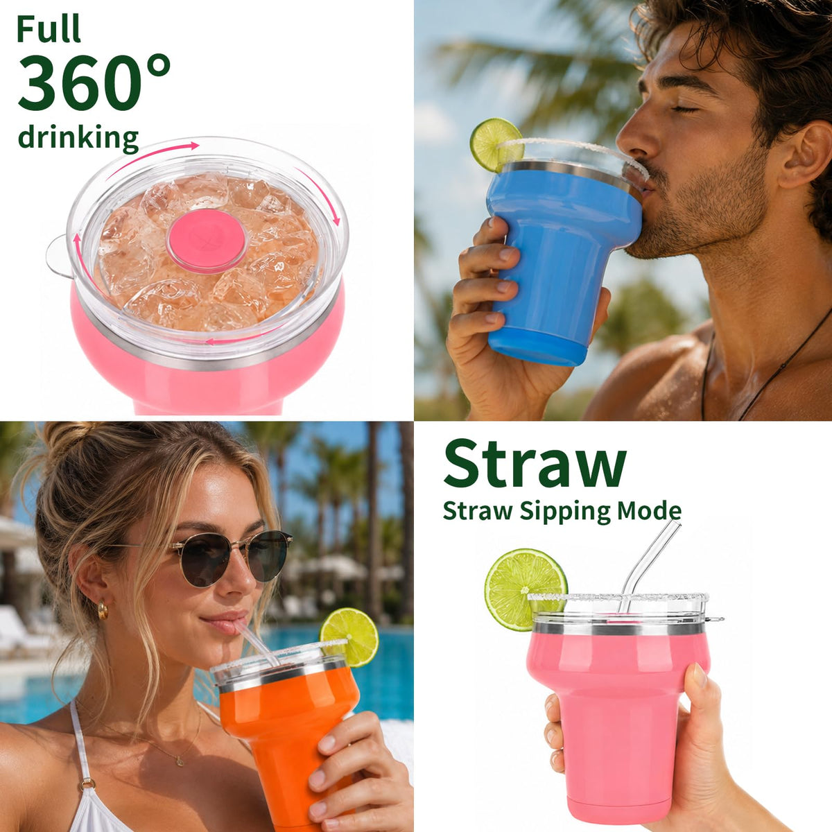 16oz Insulated Tumbler with Lid & Straws Y8820