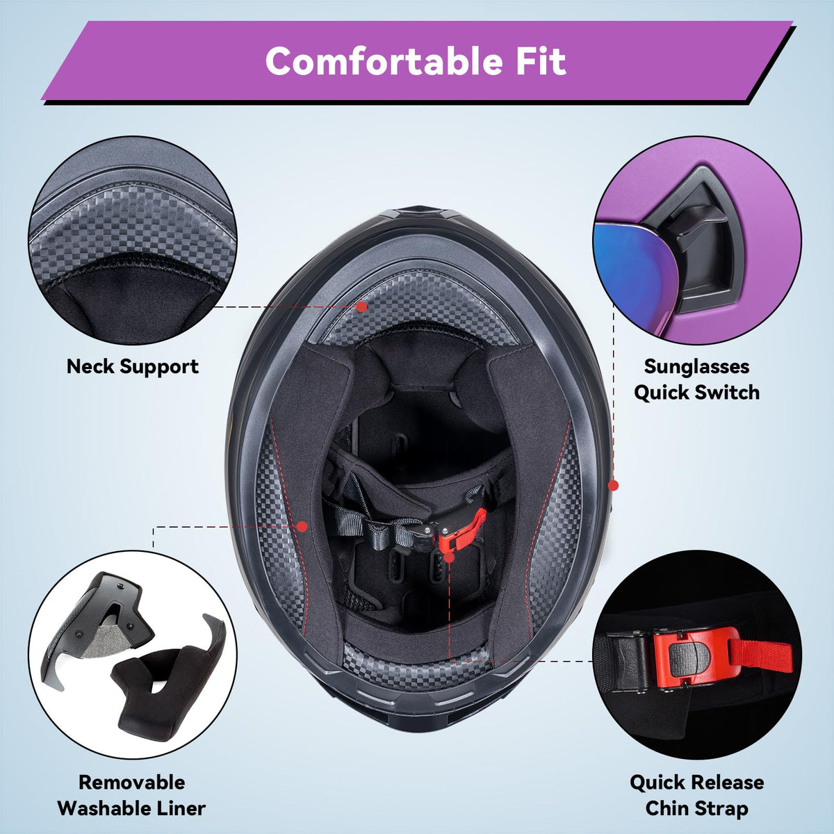 DOT Approved Full Face Motorcycle Helmets A2576