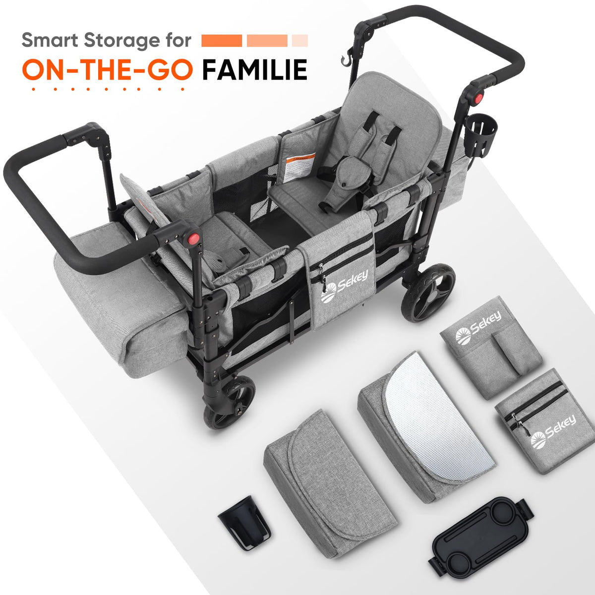 4-in-1 Wagon Stroller with Convertible Seats and Canopy F53744