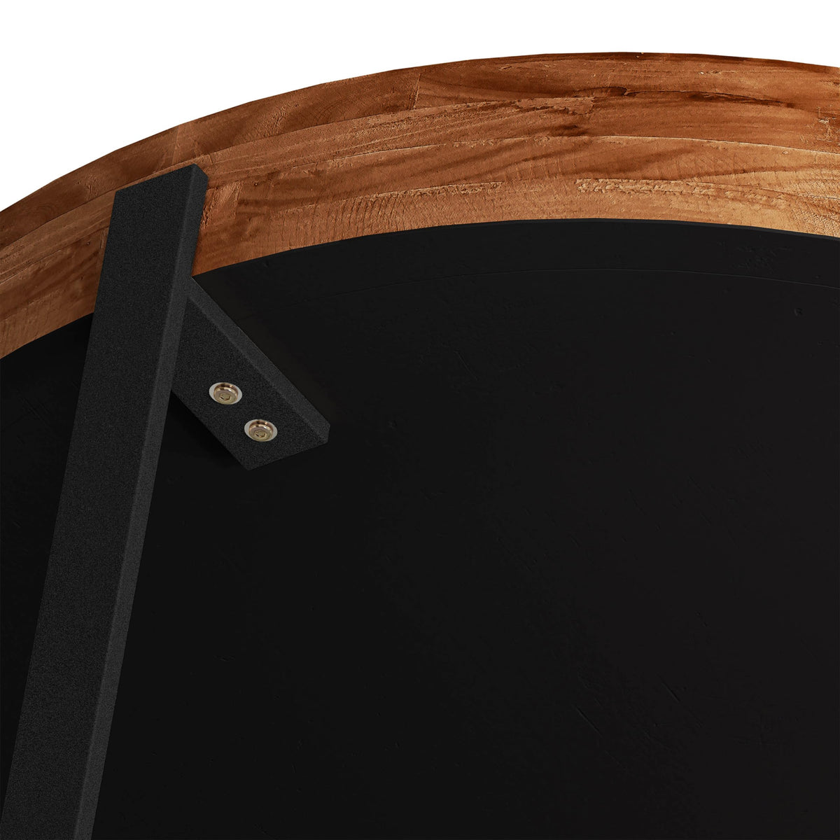 Round Coffee Table with Fir Wood Top and Black Cross Legs H102773