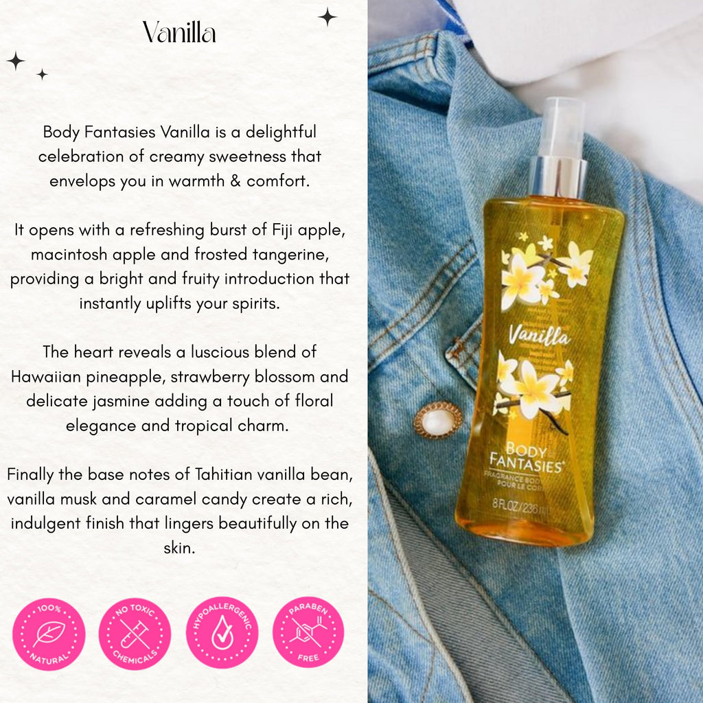 Vanilla Fragrance Body Spray 8 Ounce F484