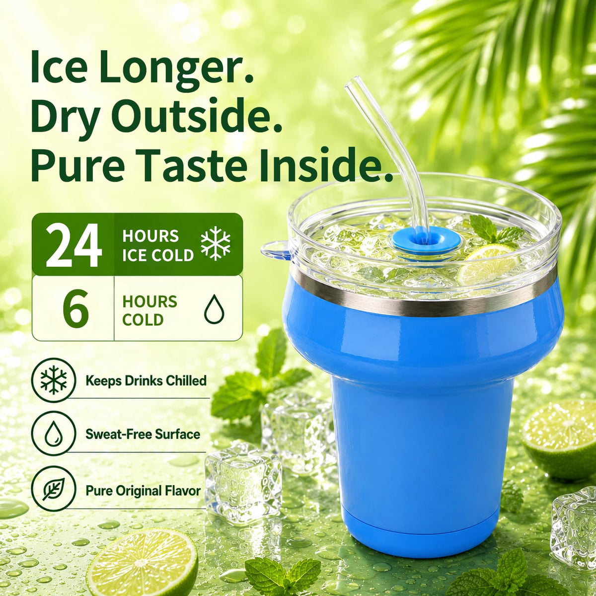16oz Insulated Tumbler with Lid & Straws Y8820