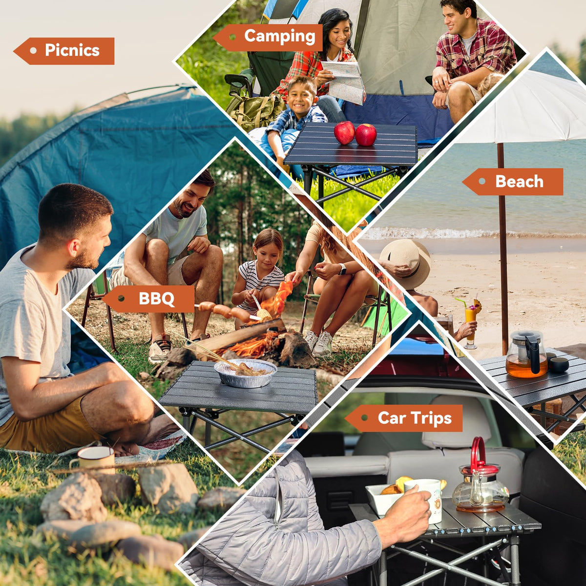 Portable Folding Aluminum Camping Table with Carry Bag E66800