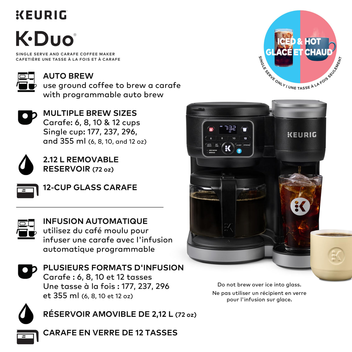 Black Single Serve K-Cup Pod & Carafe Coffee Maker U93259
