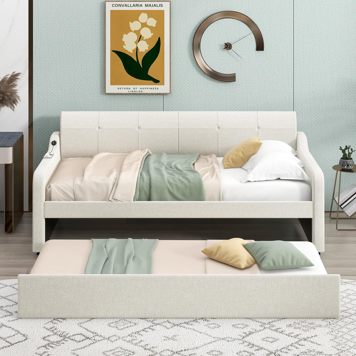 Twin Size Upholstered Daybed with Trundle Z93566