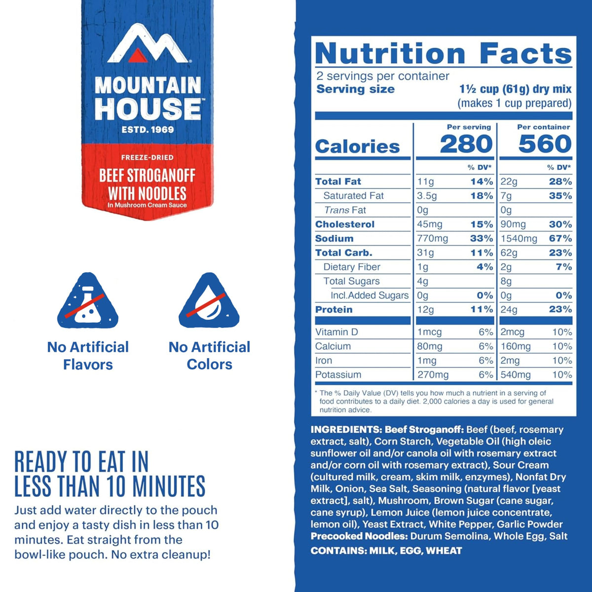 Freeze-Dried Dinner Entree 4 Servings 2-Pack W4558