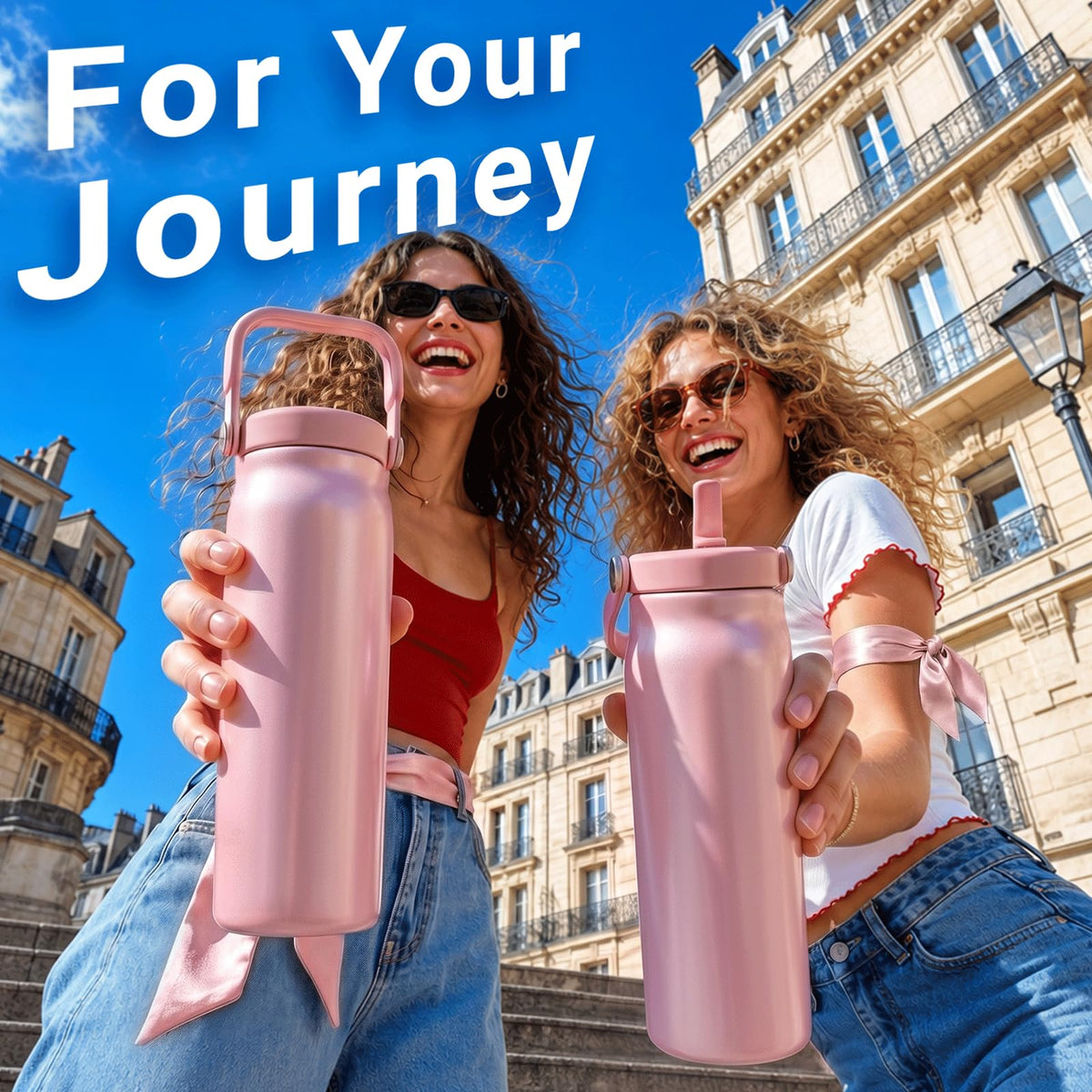 24 oz Insulated Tumbler with Flip Straw and Handle E103292