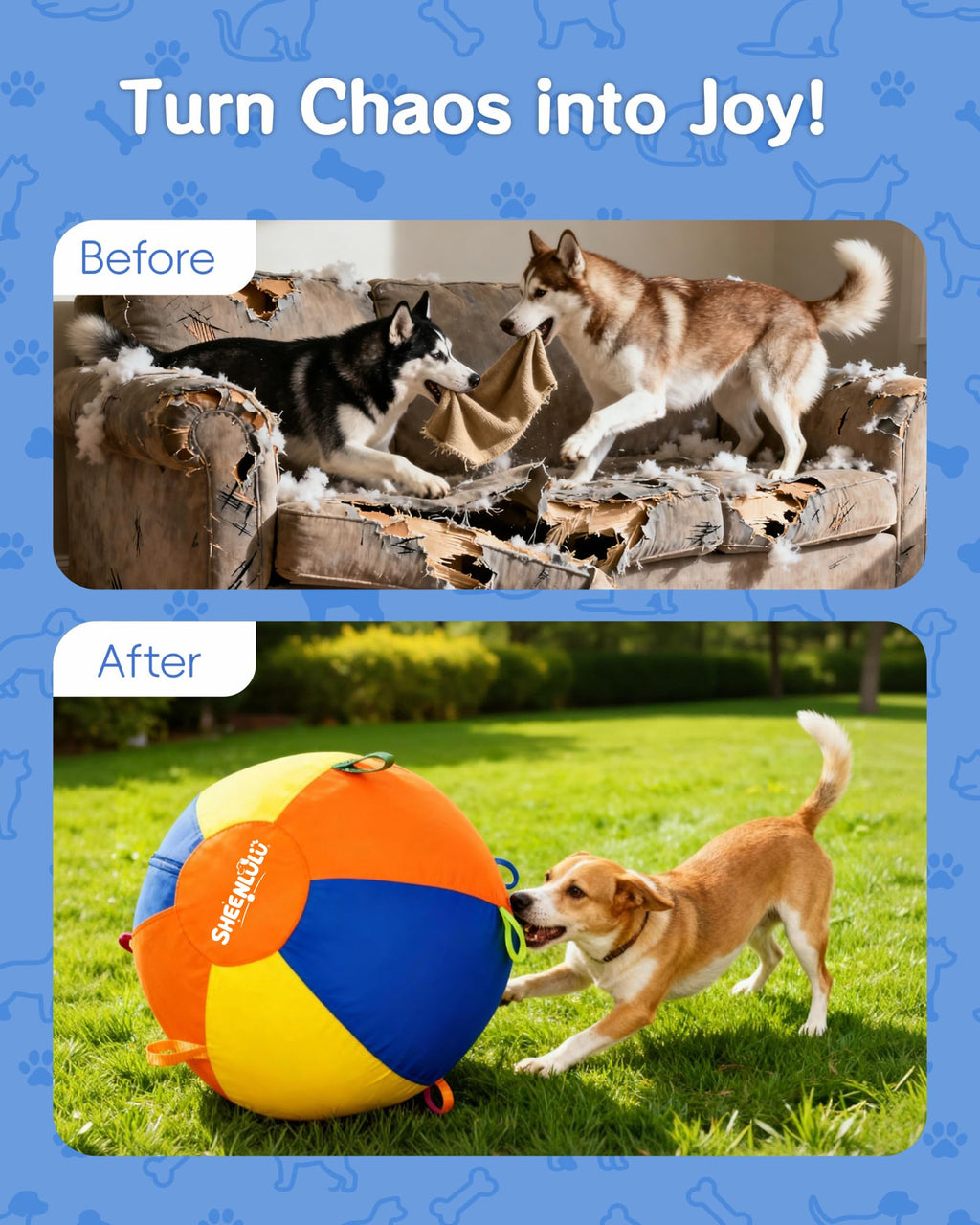22" Dog Herding Ball with Straps W977