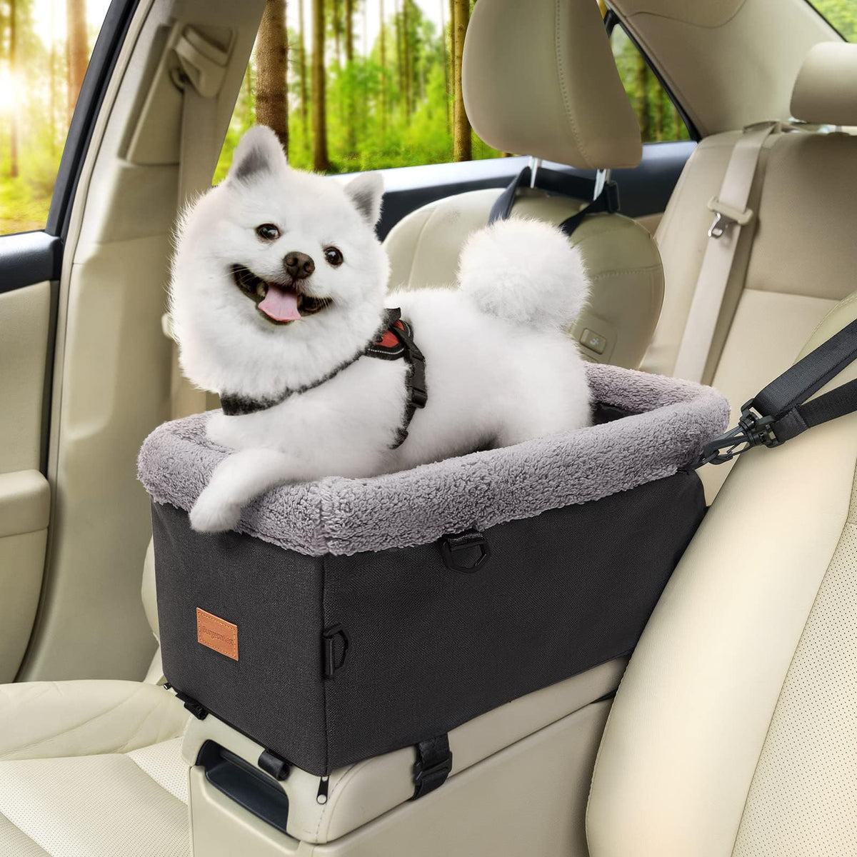Center Console Dog Car Seat for Small Dogs up to 9 lbs, Grey L140541