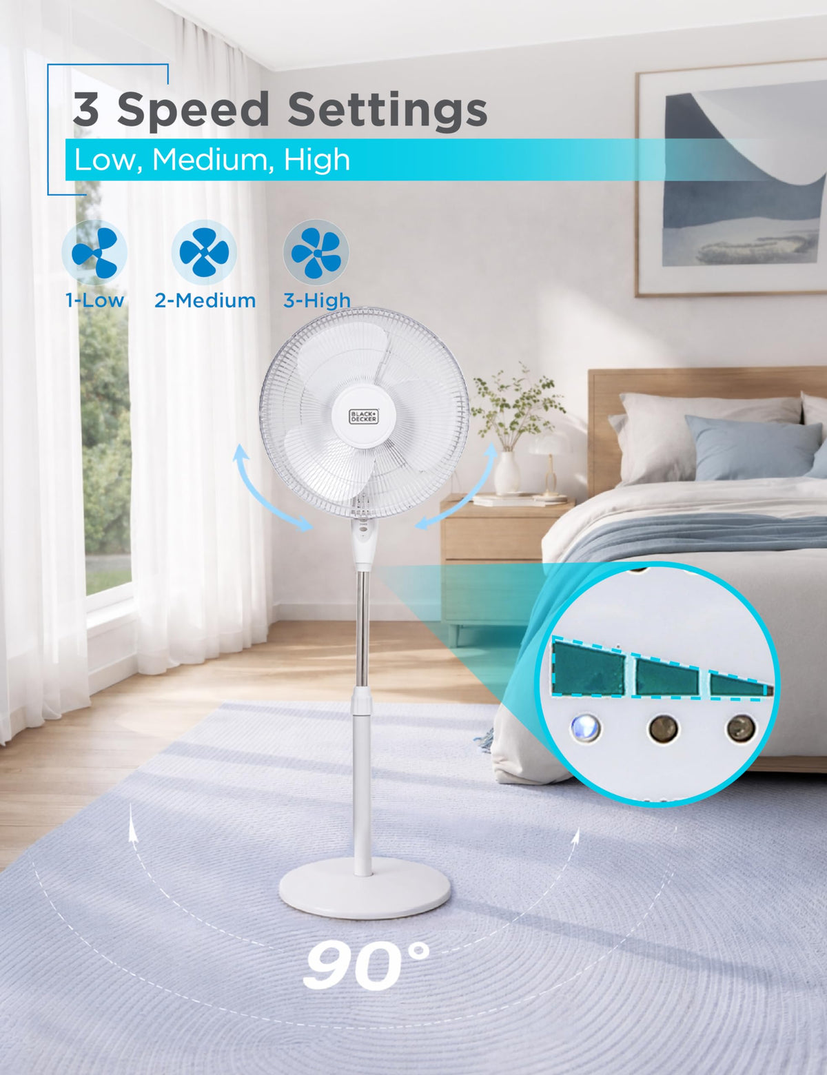 16" Oscillating Pedestal Fan with Remote N5383