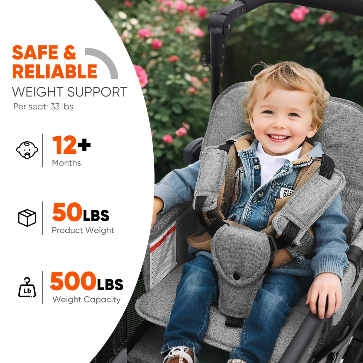4-in-1 Wagon Stroller with Convertible Seats and Canopy F53744