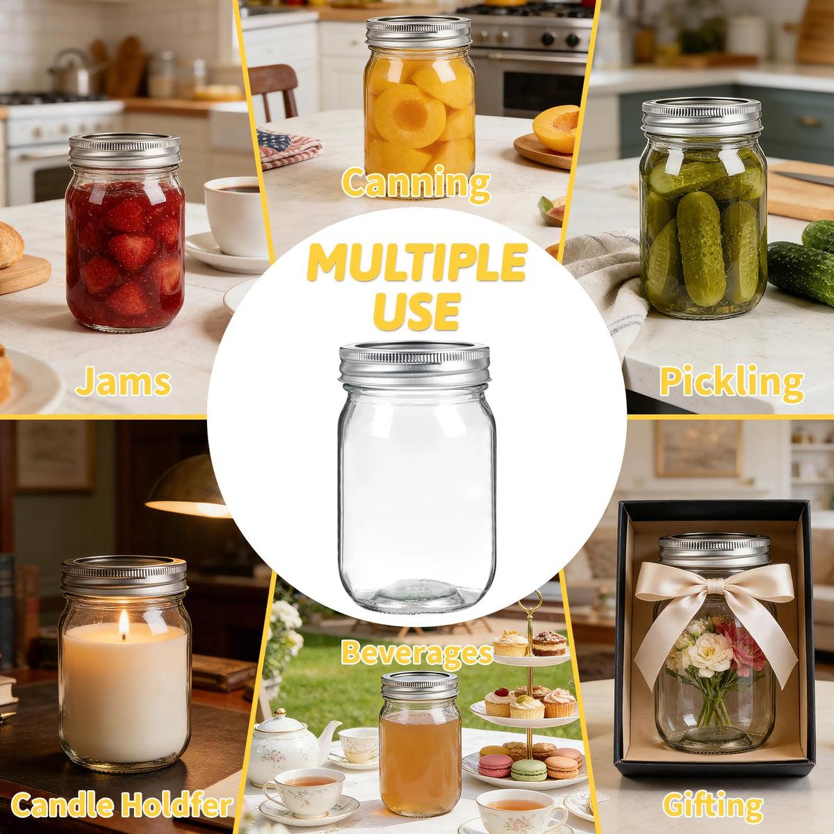 12 oz Regular Mouth Mason Jars 20 Pack U6804